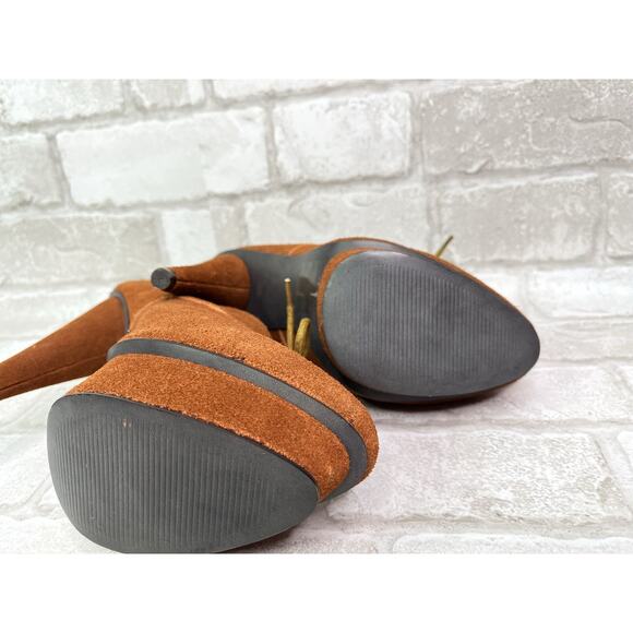 Steve Madden Brown Suede Platform Lace Up Heels - Picture 8 of 10